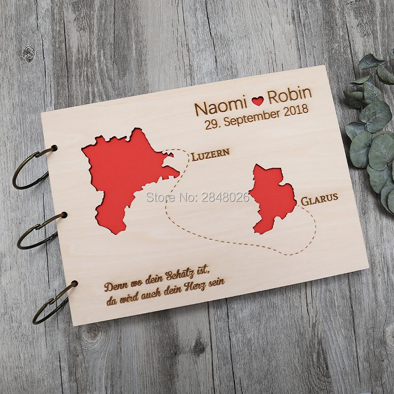 Custom Photo Book - Rustykalna spersonalizowana księga gości weselnych, niestandardowa