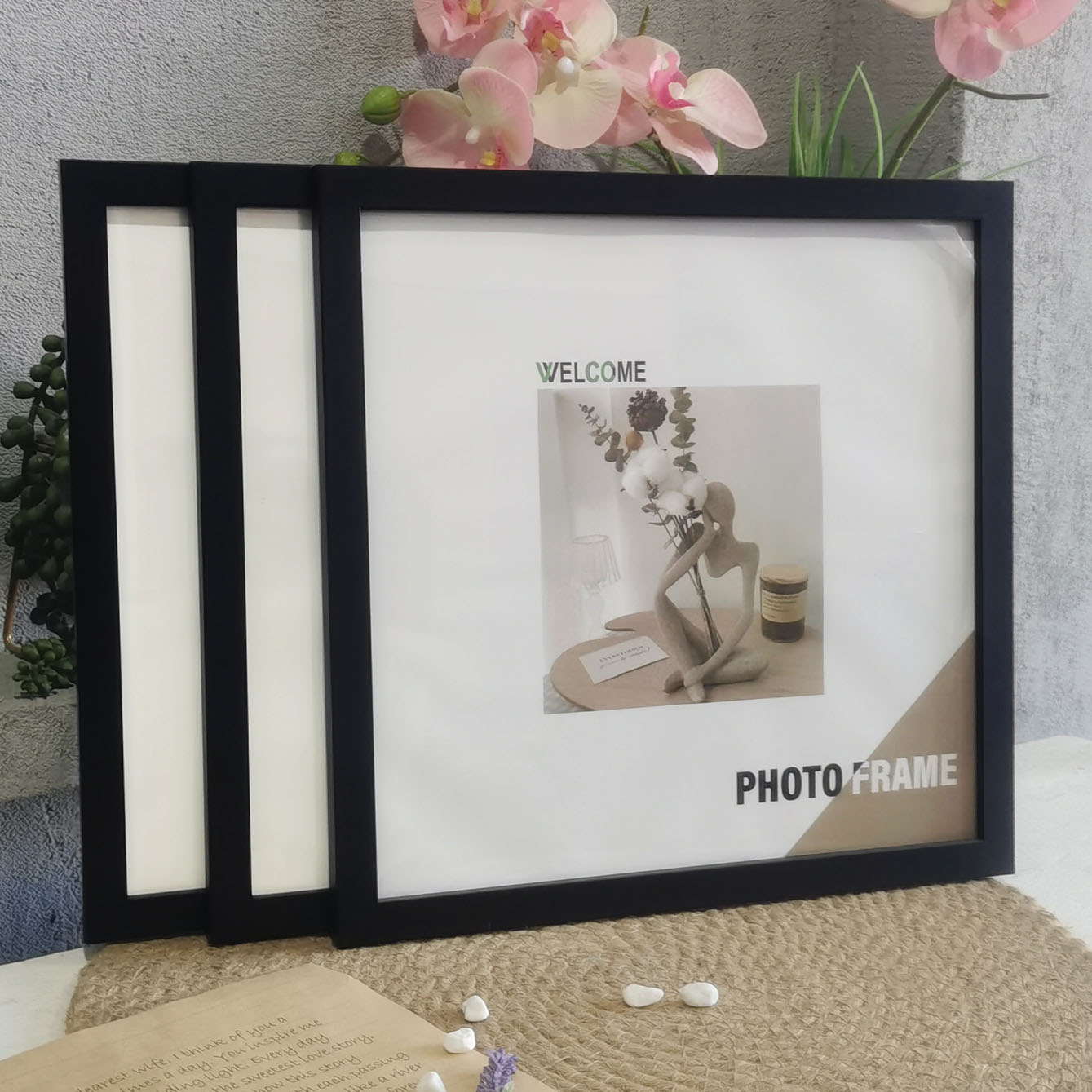 3 szt. Drewniane kwadratowe ra – Engraved Wood Frame recenzja i cena
