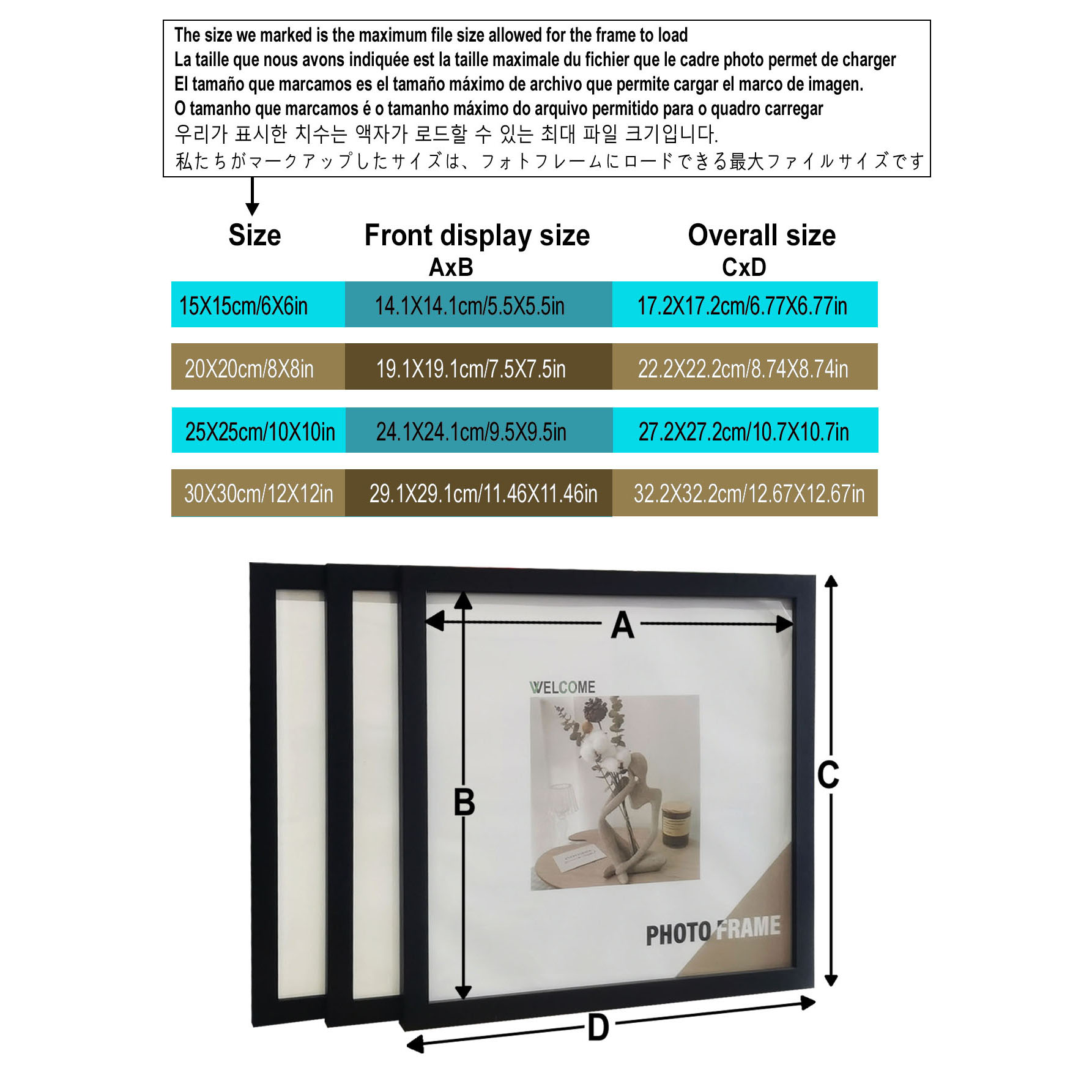 3 szt. Drewniane kwadratowe ra – Engraved Wood Frame recenzja i cena